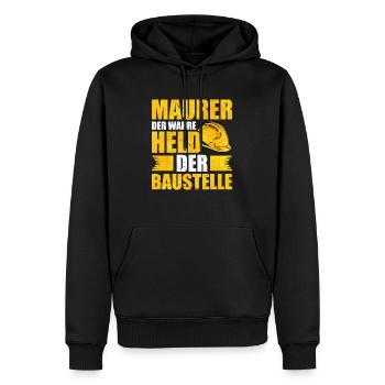 Maurer Der wahre Held der Baustelle Mauerer - Männer Premium Bio Hoodie - Schwarz - Vorne - Nico (187cm)