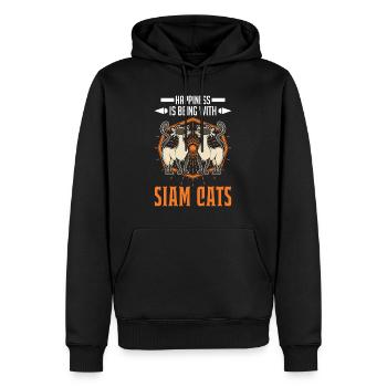 Happiness is being with Siam Cats Siamese Cat - Men’s Premium Organic Hoodie - black - Front - Nico (187cm)