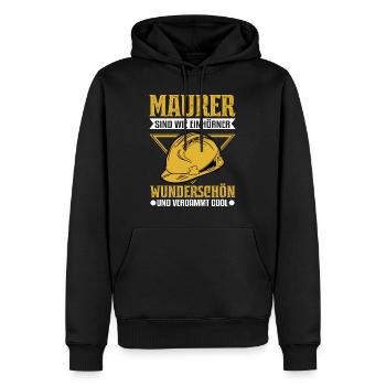 Maurer Einhorn Mauerer Maurermeister - Männer Premium Bio Hoodie - Schwarz - Vorne - Nico (187cm)