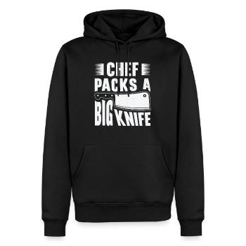 Chef Grand Couteau Coupant des repas de cuisson - Sweat à capuche Premium bio Homme - noir - Devant - Nico (187cm)