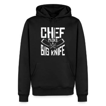Chefkoch Großes Messer Schneiden Kochen Mahlzeiten - Männer Premium Bio Hoodie - Schwarz - Vorne - Nico (187cm)
