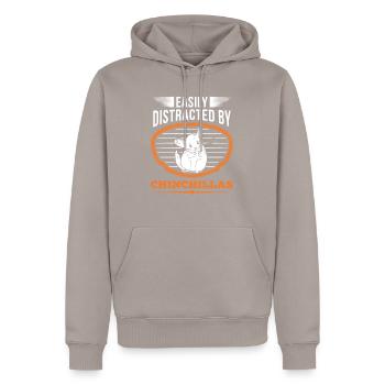Easily distracted by Chinchillas - Men’s Premium Organic Hoodie - taupe - Front - Nico (187cm)