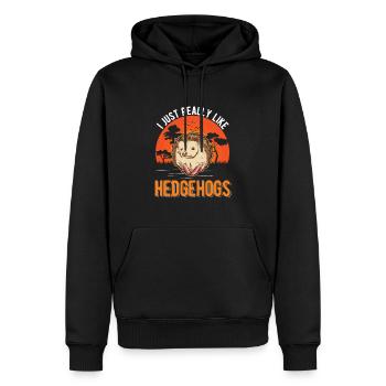 J’aime vraiment Hedgehogs Hedgehogs Hedgehog - Sweat à capuche Premium bio Homme - noir - Devant - Nico (187cm)
