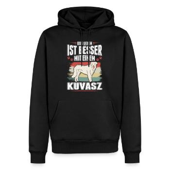 Das Leben ist besser mit einem Kuvasz - Männer Premium Bio Hoodie - Schwarz - Vorne - Nico (187cm)