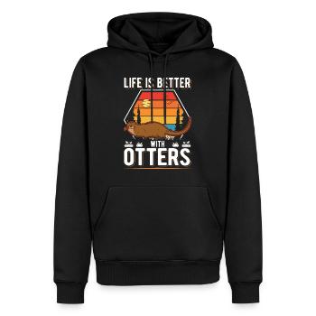 La vie est meilleure avec Otters Otter Sea Otter - Sweat à capuche Premium bio Homme - noir - Devant - Nico (187cm)