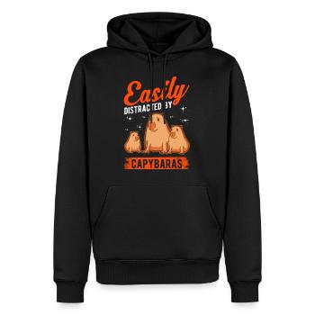 Easily distracted by Capybaras Wasserschwein - Männer Premium Bio Hoodie - Schwarz - Vorne - Nico (187cm)