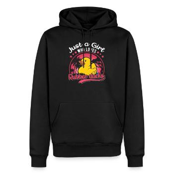 Canard en caoutchouc Fille Canard grinçant Canard baignant Canard - Sweat à capuche Premium bio Homme - noir - Devant - Nico (187cm)