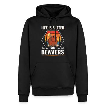 Life is better with Beavers Biber - Männer Premium Bio Hoodie - Schwarz - Vorne - Nico (187cm)