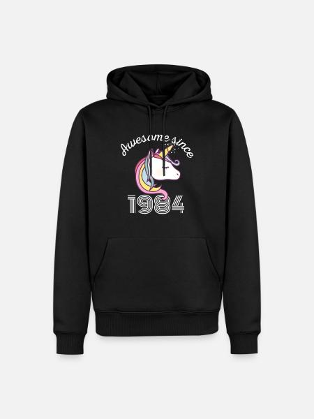 Funny Birthday Awesome Since 1984 - Men’s Premium Organic Hoodie - black