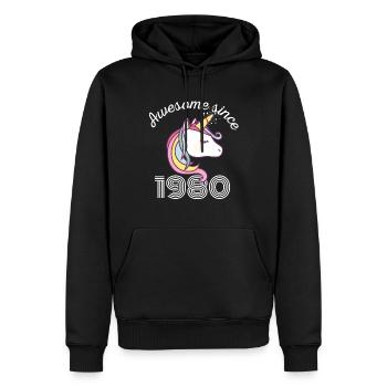 Funny Birthday Awesome Since 1980 - Men’s Premium Organic Hoodie - black - Front - Nico (187cm)