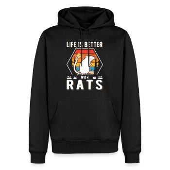 La vie est meilleure avec Rats Rat Hausratte - Sweat à capuche Premium bio Homme - noir - Devant - Nico (187cm)