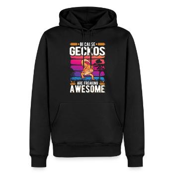 Because Geckos are freaking awesome - Männer Premium Bio Hoodie - Schwarz - Vorne - Nico (187cm)