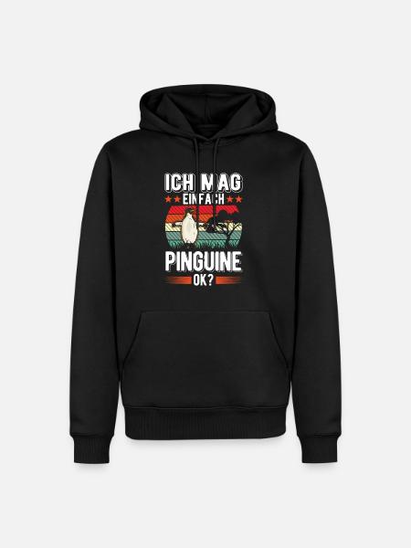 Ich mag einfach Pinguine - Männer Premium Bio Hoodie - Schwarz