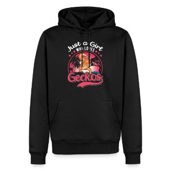 Gecko Mädchen Leopardengecko - Männer Premium Bio Hoodie - Schwarz - Vorne - Nico (187cm)