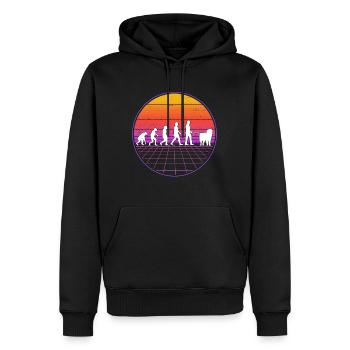 Leonberger Evolution Vaporwave - Sweat à capuche Premium bio Homme - noir - Devant - Nico (187cm)