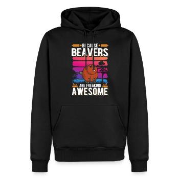 Parce que les castors flippent génial Biber - Sweat à capuche Premium bio Homme - noir - Devant - Nico (187cm)