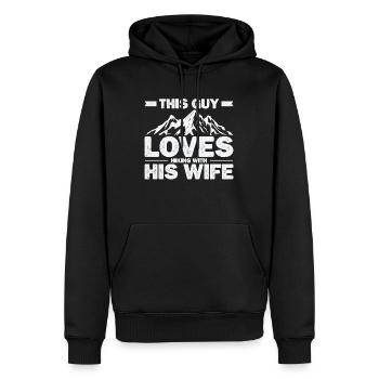 The Mountains are Calling Outdoor Wandern Wanderer - Männer Premium Bio Hoodie - Schwarz - Vorne - Nico (187cm)