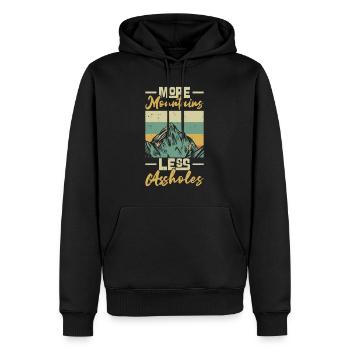 More Mountains Less Assholes Berge Wandern - Männer Premium Bio Hoodie - Schwarz - Vorne - Nico (187cm)