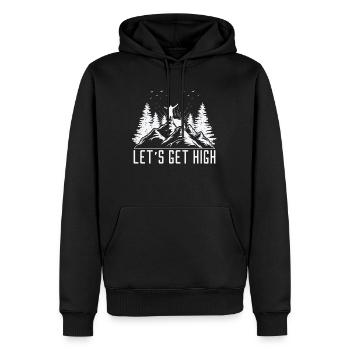 Let's Get High Wandern Berge Wanderer Outdoor Sort - Männer Premium Bio Hoodie - Schwarz - Vorne - Nico (187cm)