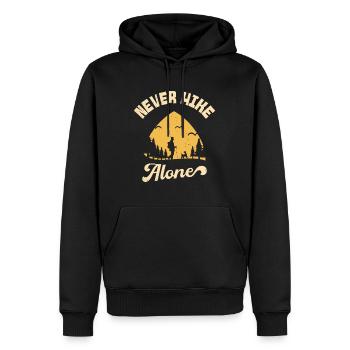 Never Hike Alone Berge Hund Wandern Wanderer - Männer Premium Bio Hoodie - Schwarz - Vorne - Nico (187cm)