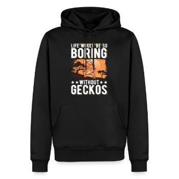 Gecko Geschenk Leopardengecko - Männer Premium Bio Hoodie - Schwarz - Vorne - Nico (187cm)