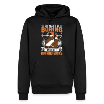 Running Gift Running Duck Bouteille Canard - Sweat à capuche Premium bio Homme - noir - Devant - Nico (187cm)