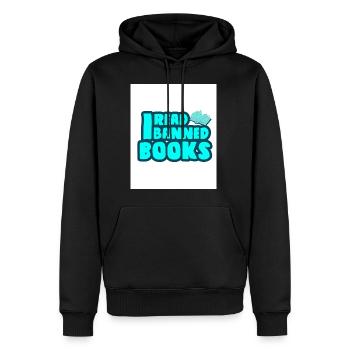 J’ai lu des livres interdits 33 - Sweat à capuche Premium bio Homme - noir - Devant - Nico (187cm)