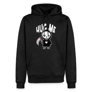 Hug Me Classic Skull of Death Creepy Skeleton - Men’s Premium Organic Hoodie - black - Front - Nico (187cm)