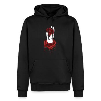 Esthétique Dark Pattern Main Saignement Tenant Rose - Sweat à capuche Premium bio Homme - noir - Devant - Nico (187cm)