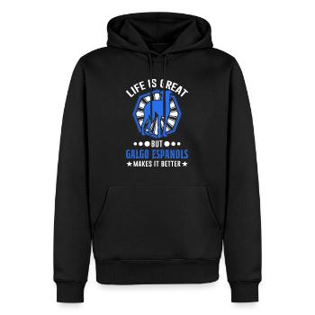 Galgo Espanol Cadeau Lévrier Espagnol - Sweat à capuche Premium bio Homme - noir - Devant - Nico (187cm)