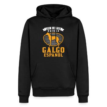 Life is better with a Galgo Espanol - Men’s Premium Organic Hoodie - black - Front - Nico (187cm)