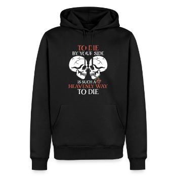 Romantic Gothic Skull Bones Skeleton Roses Death - Männer Premium Bio Hoodie - Schwarz - Vorne - Nico (187cm)
