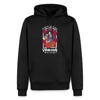 Romantic Gothic Skull Bones Skeleton Roses Death - Männer Premium Bio Hoodie - Schwarz - Vorne - Nico (187cm)
