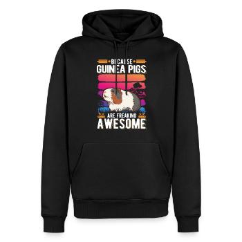 Cochon d’Inde Cadeau Cochon d’Inde - Sweat à capuche Premium bio Homme - noir - Devant - Nico (187cm)
