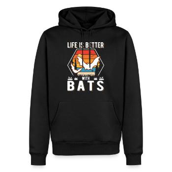 Life is better with Bats Bat - Men’s Premium Organic Hoodie - black - Front - Nico (187cm)