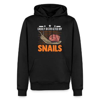 Facilement distrait par Snails Snail - Sweat à capuche Premium bio Homme - noir - Devant - Nico (187cm)