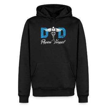 Physiothérapie Papa Thérapeute Démarche Physique PT - Sweat à capuche Premium bio Homme - noir - Devant - Nico (187cm)