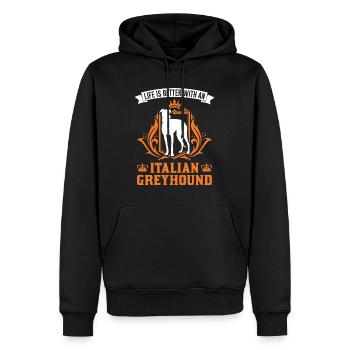 Life is better with an Italian Greyhound - Männer Premium Bio Hoodie - Schwarz - Vorne - Nico (187cm)