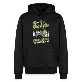 Perruche Budgerigar Welli - Sweat à capuche Premium bio Homme - noir - Devant - Nico (187cm)