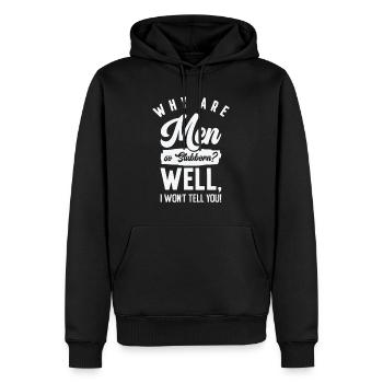 Des hommes drôles si têtus et hilarants - Sweat à capuche Premium bio Homme - noir - Devant - Nico (187cm)