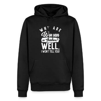 Drôles de femmes si têtues Entêtement hilarant - Sweat à capuche Premium bio Homme - noir - Devant - Nico (187cm)