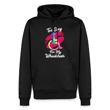 Drôle d’explication de l’humour amputé en fauteuil roulant - Sweat à capuche Premium bio Homme - noir - Devant - Nico (187cm)