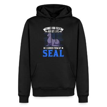 Seal Gift Seal Sea Lion - Men’s Premium Organic Hoodie - black - Front - Nico (187cm)