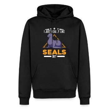 J’aime vraiment les phoques ok Sea Lion Seal - Sweat à capuche Premium bio Homme - noir - Devant - Nico (187cm)