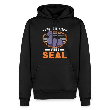 Life is better with a Seal Robbe - Men’s Premium Organic Hoodie - black - Front - Nico (187cm)