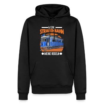 Meine Straßenbahn Meine Regeln Tram S-Bahn - Männer Premium Bio Hoodie - Schwarz - Vorne - Nico (187cm)