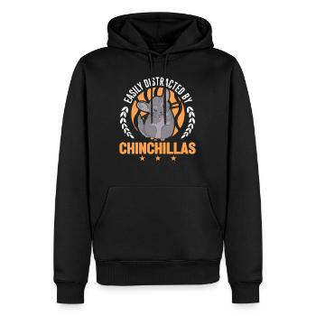 Easily distracted by Chinchillas - Männer Premium Bio Hoodie - Schwarz - Vorne - Nico (187cm)