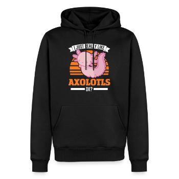 J’aime beaucoup Axolotls Tail Luch - Sweat à capuche Premium bio Homme - noir - Devant - Nico (187cm)