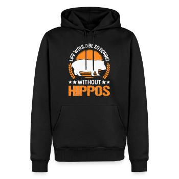 Hippo Gift Hippo Hippo Hippo - Men’s Premium Organic Hoodie - black - Front - Nico (187cm)