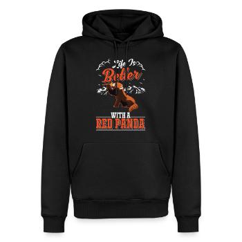 La vie est meilleure avec un panda roux roter panda - Sweat à capuche Premium bio Homme - noir - Devant - Nico (187cm)